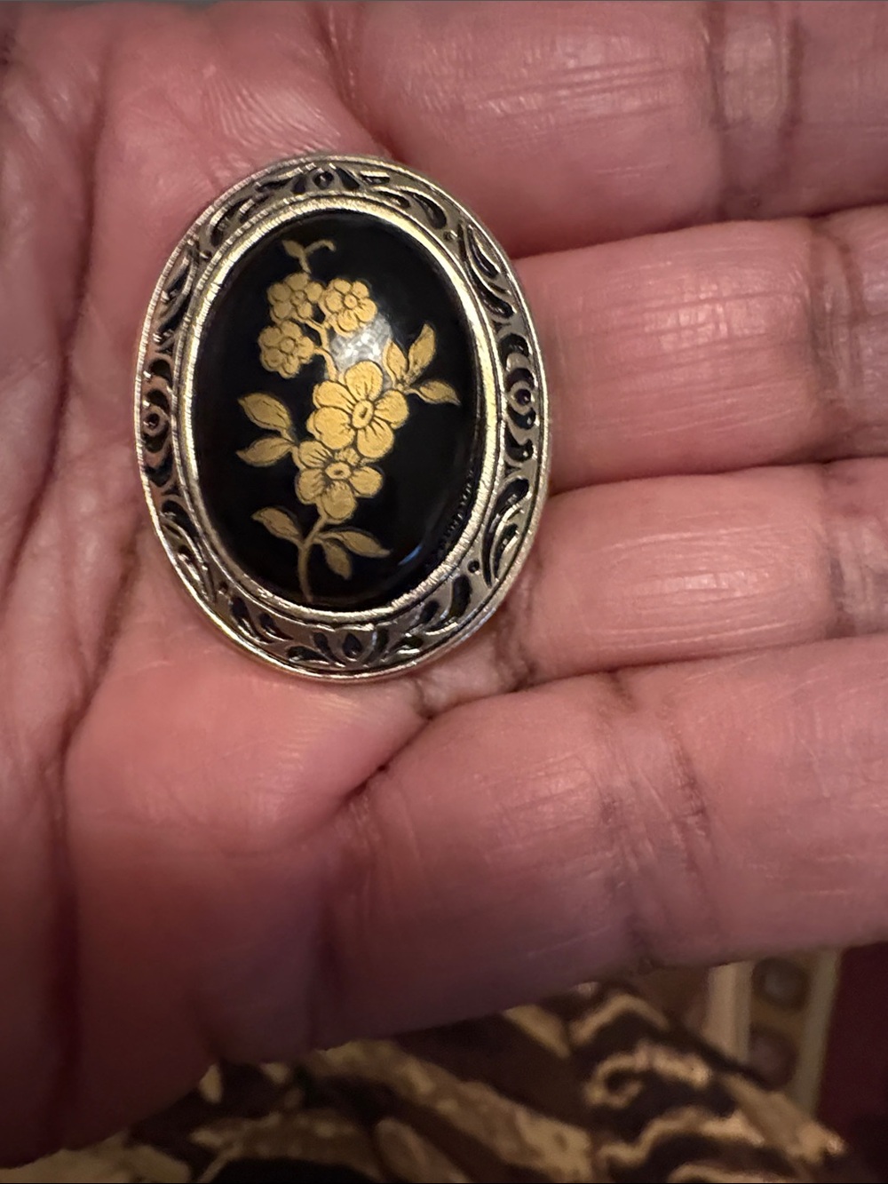 Vintage West Germany Gold Floral Oval Scarf Clip